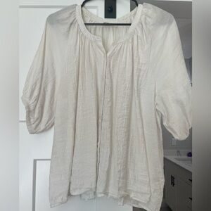 Allie Rose- Light weight white short sleeve blouse